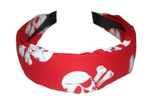 Load image into Gallery viewer, Cloth Pirate Skull and Crossbones Hair Band (Various Colours)